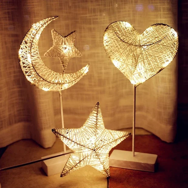 LED Lights Flashing Lights Lights Stars Romantic Room Layout Decoration Love Stars Lamp Table Lamp Rattan Lamp Ball